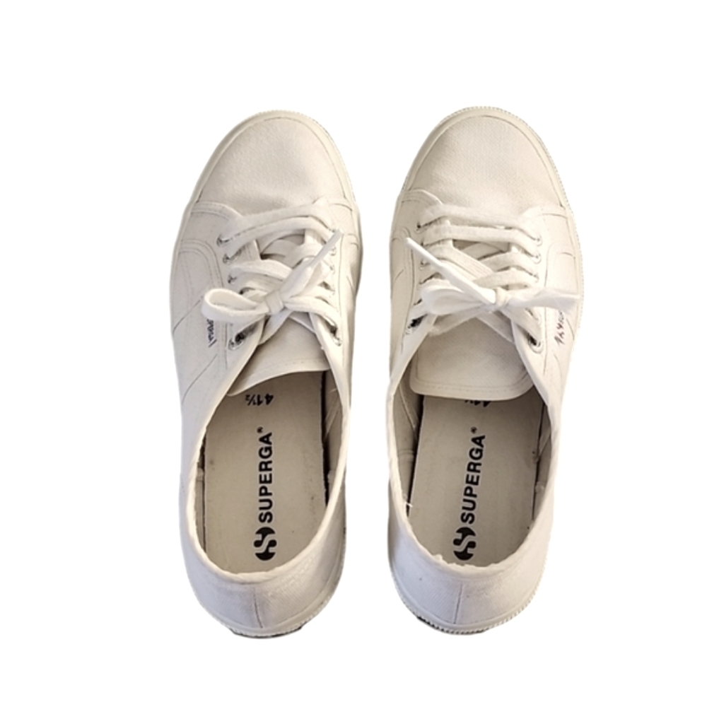 SUPERGA 2750 COTU CLASSIC White Canvas Sneakers 41.5 Size 10 Trainers Retro - Picture 9 of 16
